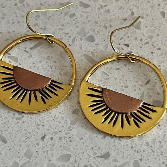 Vintage Sunrise Sun Drop Dangle Earrings Retro - Picture 8 of 10